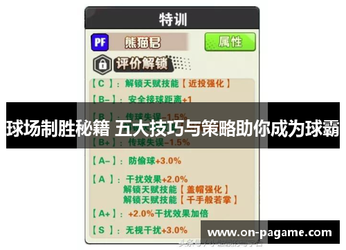 球场制胜秘籍 五大技巧与策略助你成为球霸 球场制胜秘籍 五大技巧与策略助你成为球霸